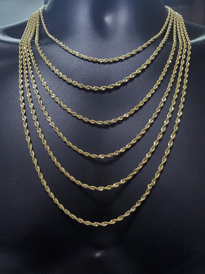 Rope Chain with Italian Laser Cut 3MM Yellow Gold | Chaine pour homme en or jaune 10kt Laser Cut 3MM-Gold Custom