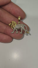 10k 0.64ct SI Diamond Walking Lion Pendant
