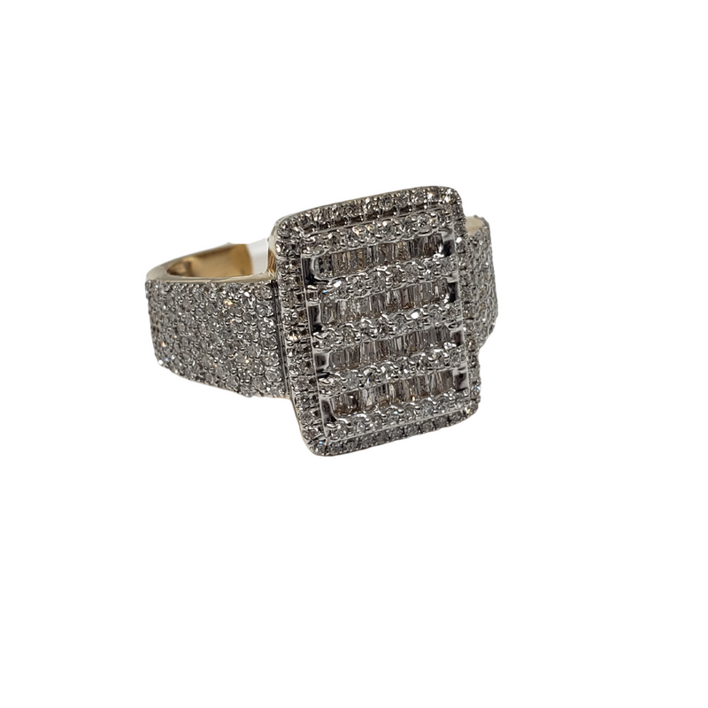 10k Square ring 1.20ct  Baguettes of diamonds NEW