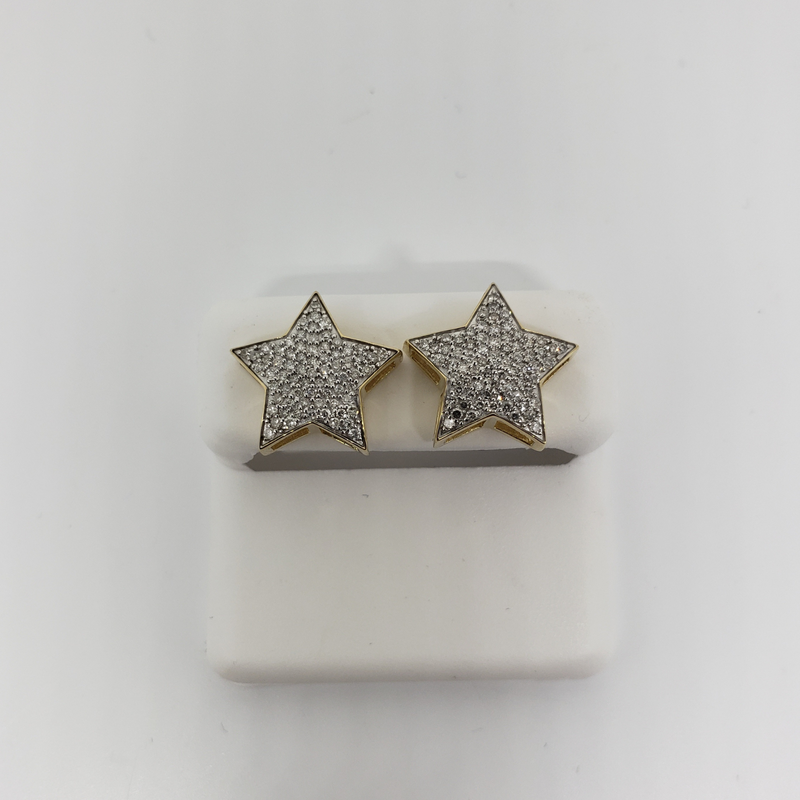 10k 0.54ct Star Diamond Studs Screw Back Earrings New