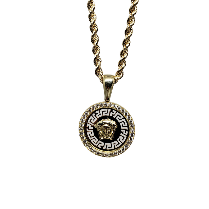 10k Gold Cable Chain + medusa Medallion in 10k Gold mab-506