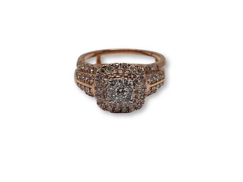 Bague  fiançailles+mariage Double   1.00ct diamants  Cushion Vintage - orquebec