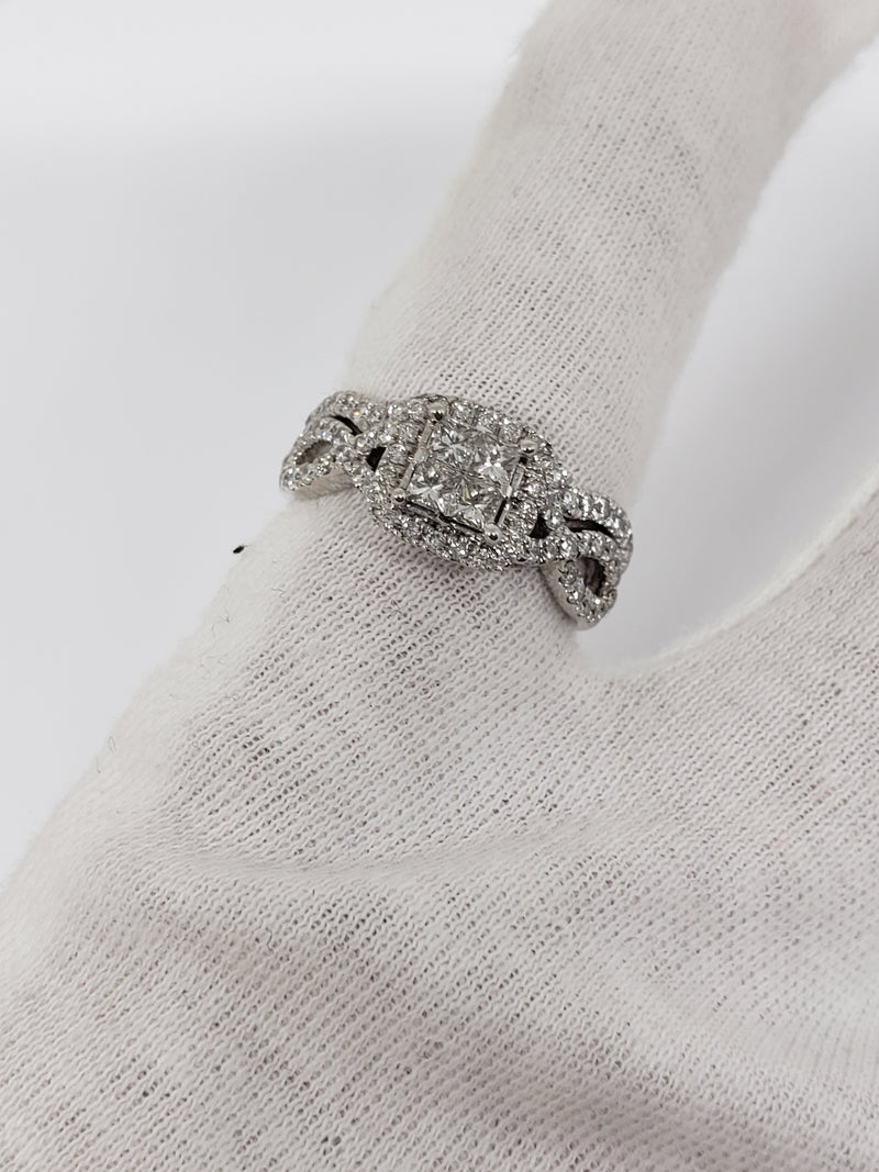 Bague Princess cut 1.00 ct de diamants en or blanc  14K N6 - orquebec
