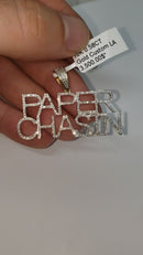 Paper Chasin Custom Pendant 0.60ct of Diamonds 10k Gold NEW