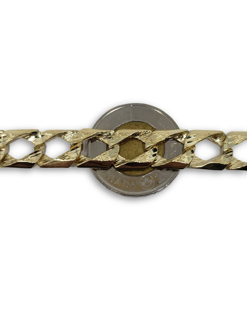 Bracelet en or 10k 12mm  Gourmette Diamond cut  Reversible 2 motifs - orquebec