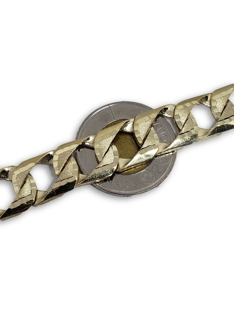 Bracelet Gourmette 13mm en or 10k Coupe Diamond Cut - orquebec
