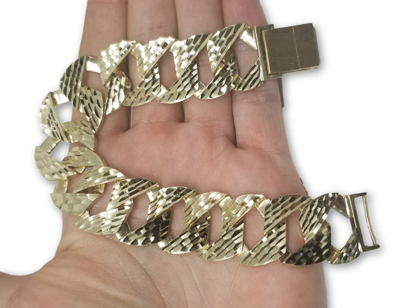 Bracelet Jumbo coupe Diamond cut en or 10k 20mm 2019 - orquebec