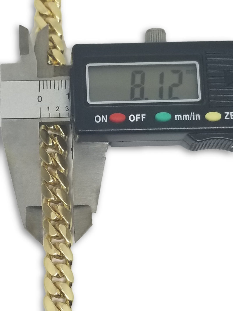 Bracelet MiamiCubanLink Solid 8mm en or 10K Box Lock - orquebec