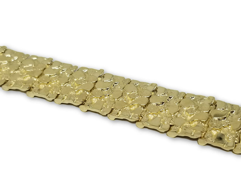 Bracelet Nugget Scare face en or 10k 18mm Coupe Diamond Cut - orquebec