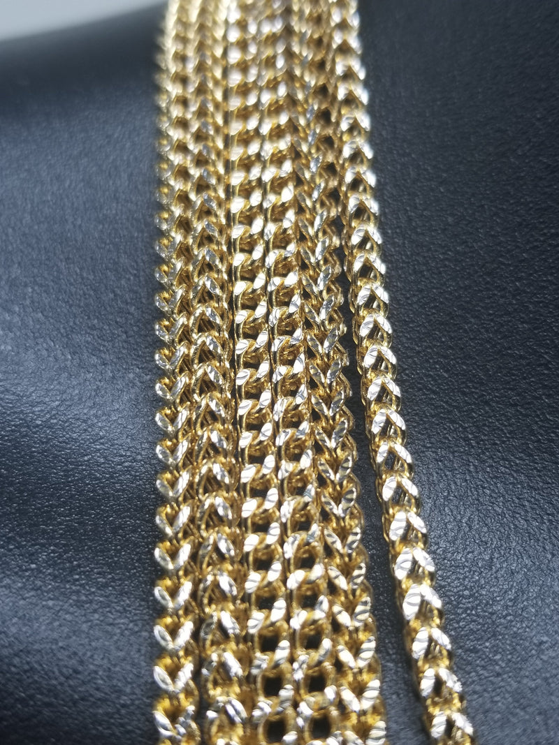 Chaine Franco en or 10K 3MMCoupe Diamond Cut Pour Lui semi solid | Franco Chain For Him 3MM in Yellow Gold 10kt Diamond Cut Necklace semi solid-Gold Custom
