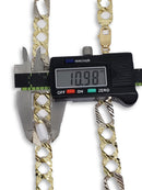 Chaine Gourmette 2 Couleur Or Jaune & Or Blanc 10K |Men's 10K Gold Chain 2 Tone Diamond Cut-Gold Custom