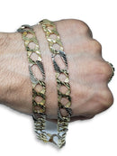 Chaine Gourmette 2 Couleur Or Jaune & Or Blanc 10K |Men's 10K Gold Chain 2 Tone Diamond Cut-Gold Custom