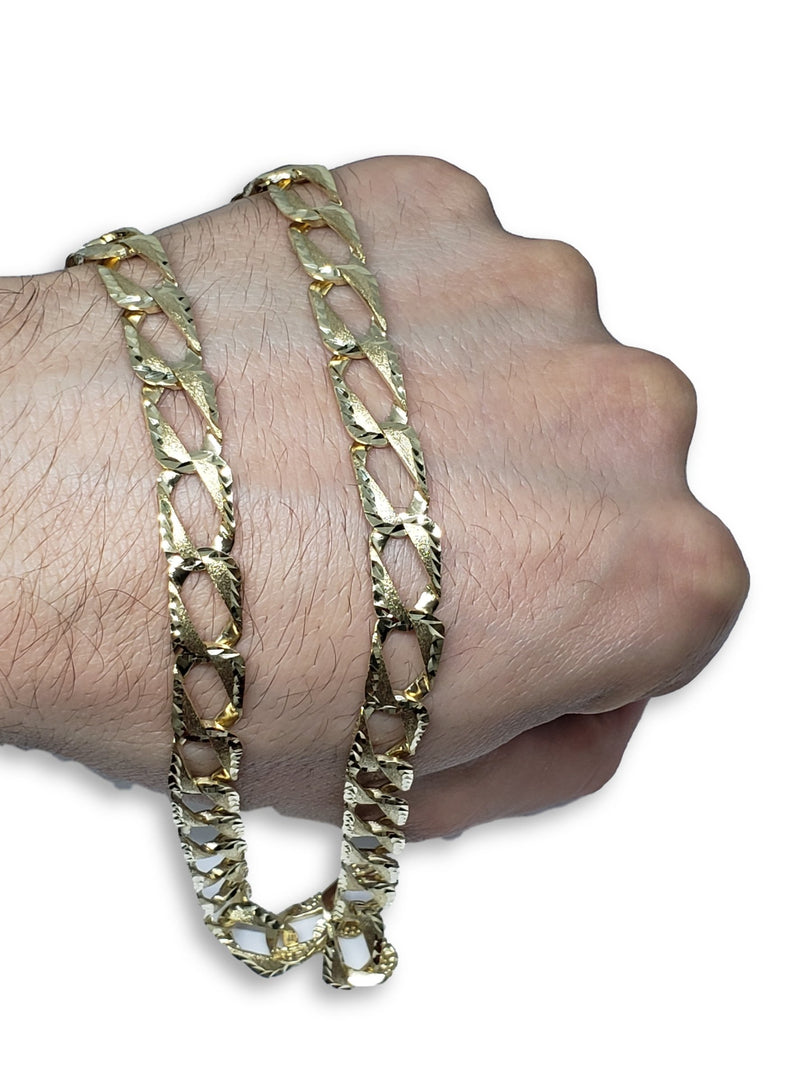 Chaine Gourmette Coupe Diamants 10K Gold Chain Diamond Cut Curb-Gold Custom