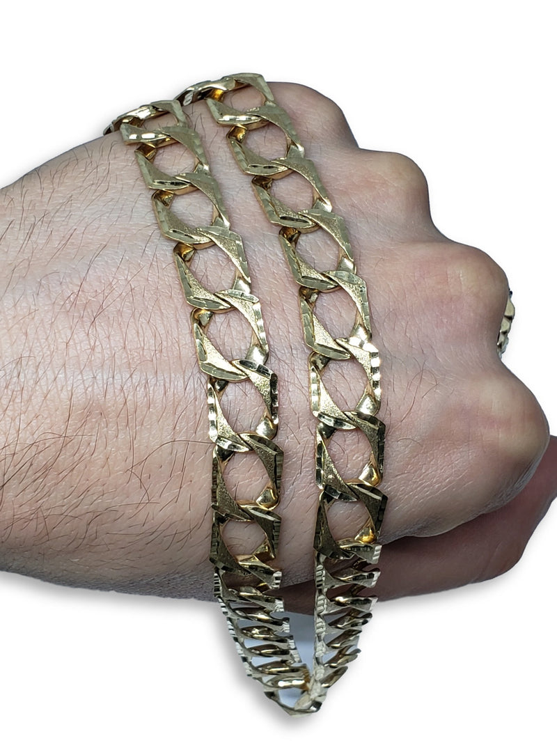 Cha?®ne gourmette coupe diamant 10K Nouveaut?© | Diamond Cut Chain in gold 10K new for men-Gold Custom