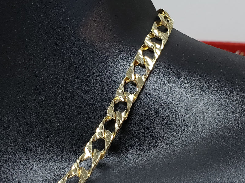 Chaine Gourmette Coupe Diamants 8MM | 10K Gold Chain Curb 8MM-Gold Custom