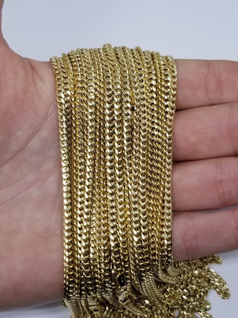 Chaine Miami Cuban Link 3mm en or 10k Italien | Miami Cuban Link Chain for Men 3mm Italian Yellow Gold 10k MC30-Gold Custom