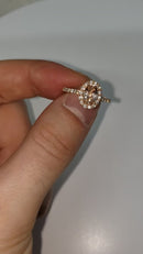 14k 0.40 Ct + 0.75 Ct Oval Morganite Center stone - Diamond Engagement Ring