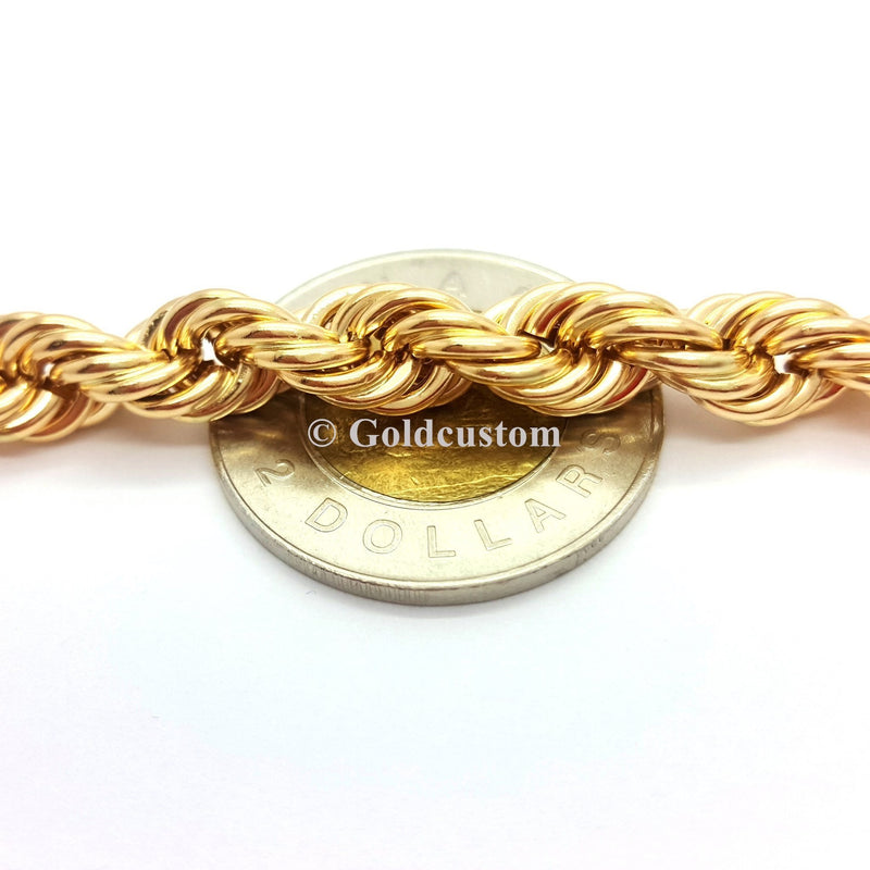 High Polish 10K Rope Chain Necklace 8MM Gold Men Yellow Solid Gold | Chaine Torsade de 8MM pour lui en or jaune 10K-Gold Custom