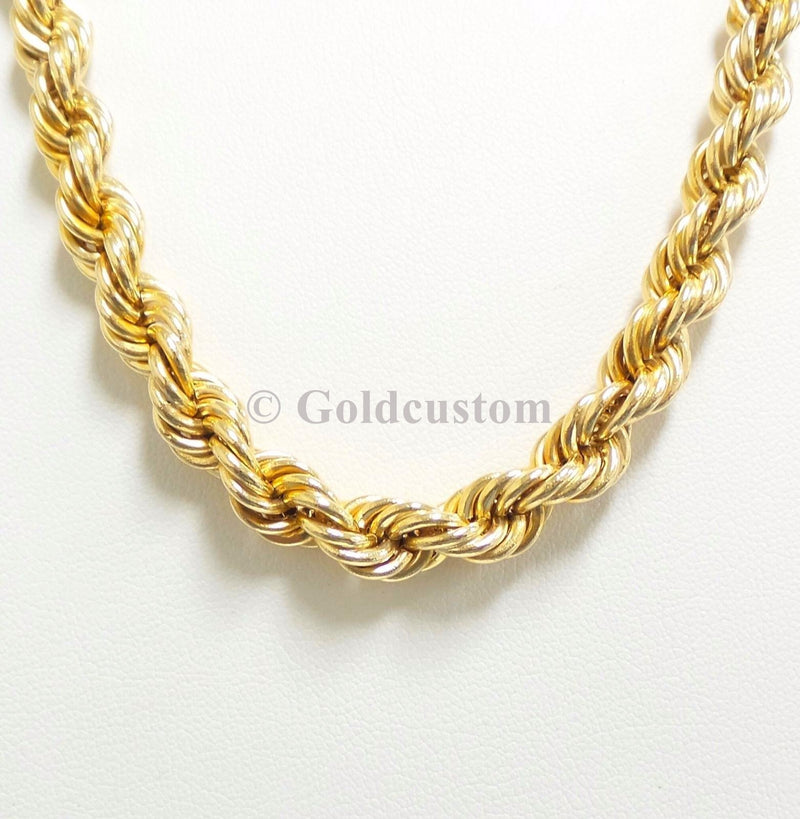 High Polish 10K Rope Chain Necklace 8MM Gold Men Yellow Solid Gold | Chaine Torsade de 8MM pour lui en or jaune 10K-Gold Custom